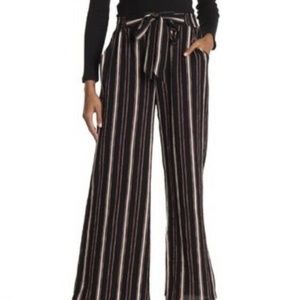 ANGIE 100% RAYON STRIPED TIE WAIST BIG LEG PANTS